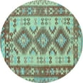 thumbnail image 1 of Ahgly Company Indoor Round Southwestern Light Blue Country Area Rugs, 5' Round, 1 of 4