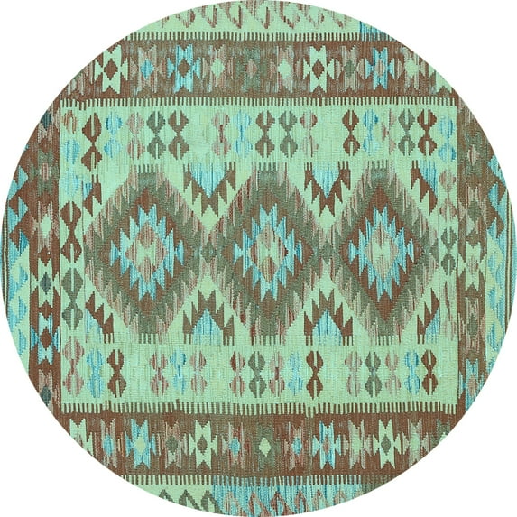 Ahgly Company Indoor Round Southwestern Light Blue Country Area Rugs, 5' Round