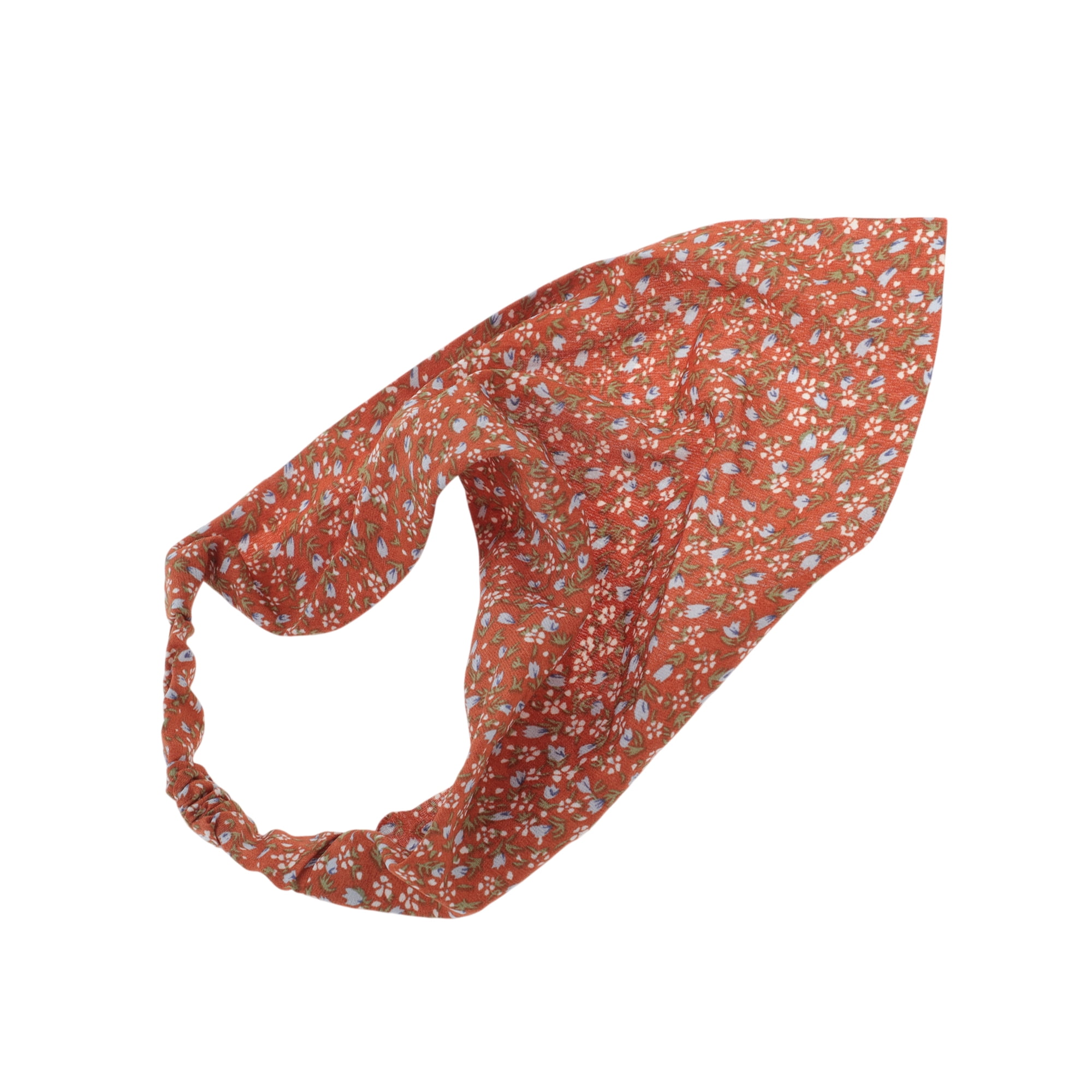 Unique Bargains 1pc Stylish Ditsy Floral Headwrap 9.25''x8.86'' Orange Red
