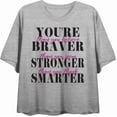 thumbnail image 4 of "You're Braver, Stronger, Smarter..." Women's Heather Gray Crew Neck Short Sleeve Top-Medium, 4 of 6