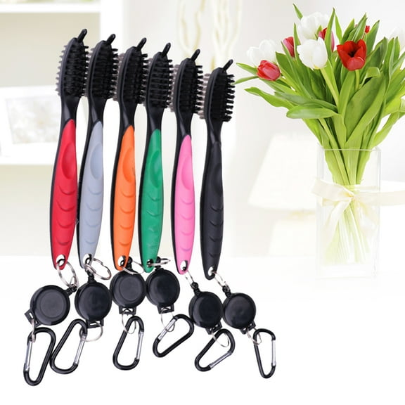 GOOHOCHY Golf Club Brush with Two Sided Bristle for Deep Cleaning Grooves and Shoes Assorted Color