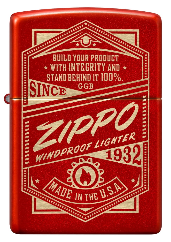 Zippo It Works Design Metallic Red Pocket Lighter