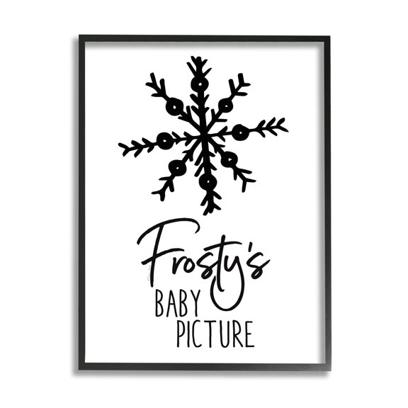 Humorous Frosty Snowman Snowflake Drawing Typography Holiday Graphic Art Framed Art Print Wall Art
