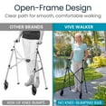thumbnail image 6 of Vive Compact Airframe Lightweight Rolling Walker for Seniors – Foldable Aluminum Mobility Aid with 6” Front Wheels, Rear Ski Glides, Adjustable Height, Portable Travel Walker, Midnight Blue, 6 of 9