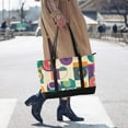 thumbnail image 4 of FORMRS Canvas Laptop Tote Bag for Women with 15.6" Computer Compartments Shoulder Handbag, Purple Geometric, 4 of 7