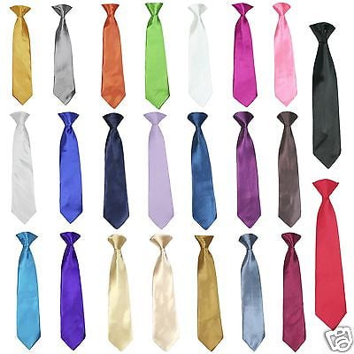 Satin Solid 23 Color Clip on Long tie Necktie for Boys Formal Tuxedo Suits