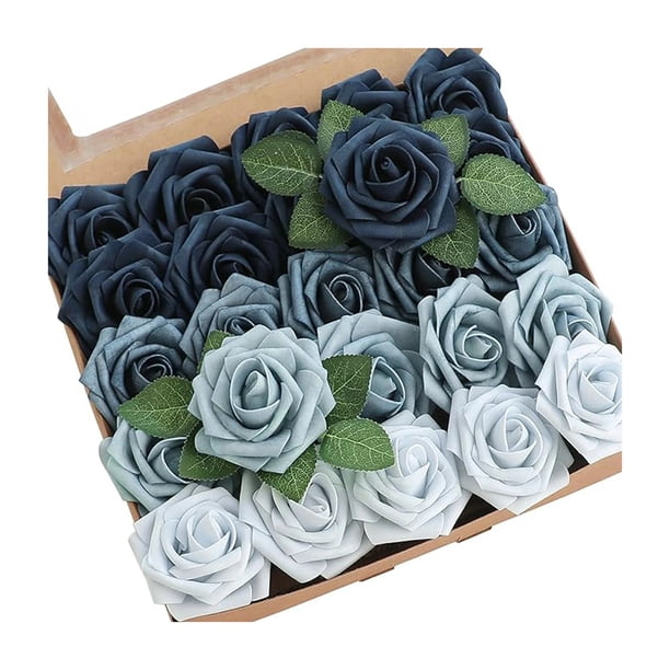25 rosas artificiales de tallo largo de tacto real, ramo de rosas de seda sintética para bodas, fiestas, centros de mesa y decoración de festivales.