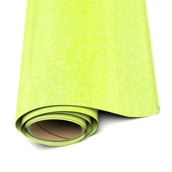 Siser Glitter Heat Transfer Vinyl –Neon Yellow HTV Iron on Vinyl – 12” x 3 Foot ( 36 inches / 1 yard )