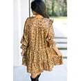 thumbnail image 2 of Women's Khaki Leopard Print Mini Dress – Casual V Neck Ruffled Sleeve for Daily Wear [ZhiHiMeRi] | XL, 2 of 7