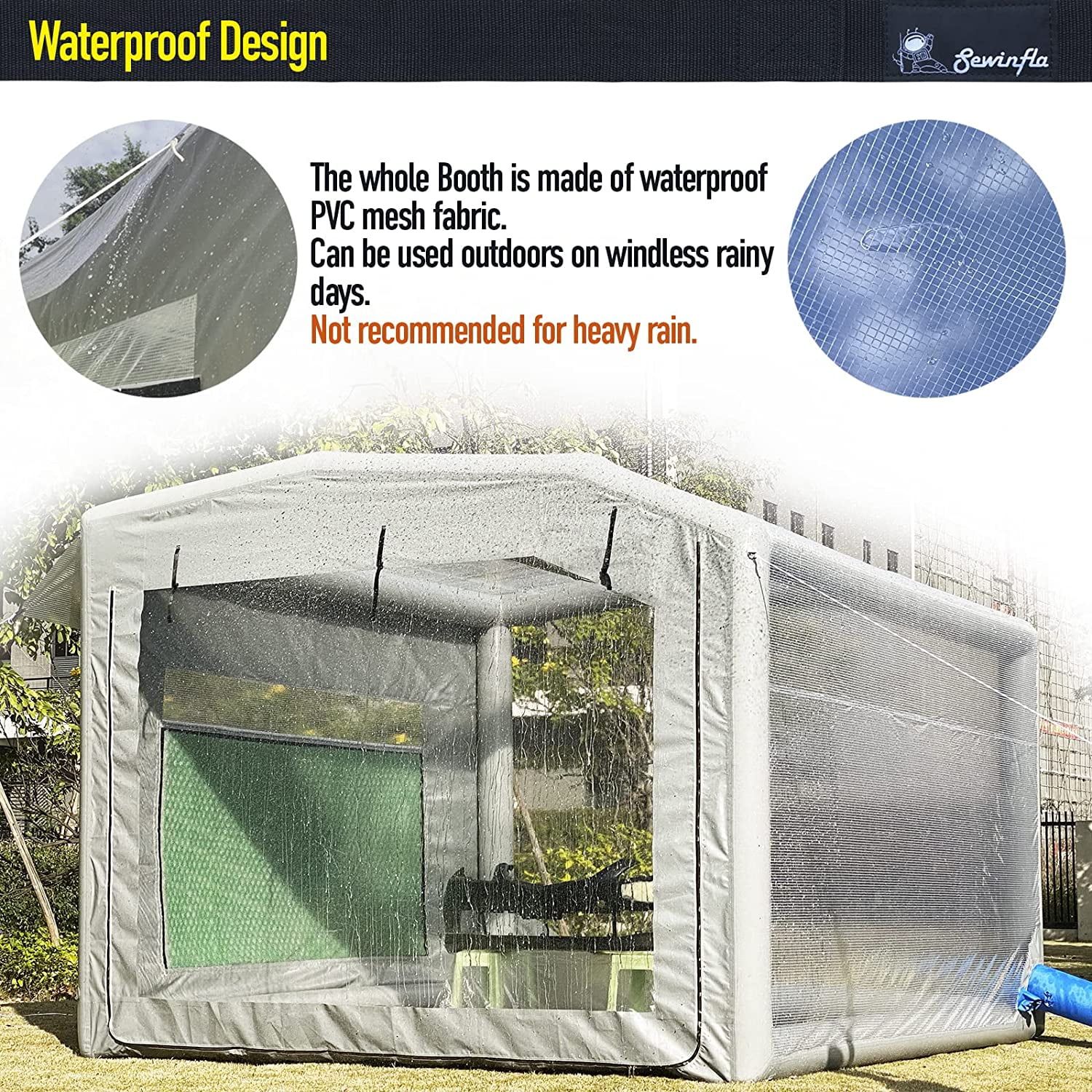 New Version Sewinfla Airtight Waterproof Paint Booth Durable Portable Paint Booth for Overspray Problem