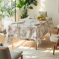 thumbnail image 5 of Eespoir Tassel Floral And Birds Print Tablecloth, Imitation Linen Rectangular Table Cover, Dirt-proof Tablecloth, For Dining Table Decoration, Coffee Table, Party Use(A), 5 of 6