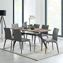 Andes and Lyon Gray Fabric 7 Piece Rectangular Dining Set
