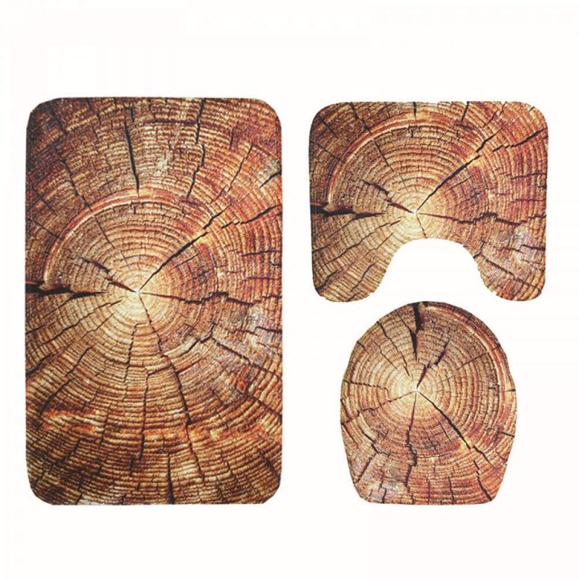 ABPHQTO Impresión de madera Juego de alfombras de baño de 3 piezas Alfombra de baño Alfombra de contorno y tapa de inodoro ABPHQTO Cont-CHAPPLE-37018