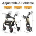 thumbnail image 5 of Andadores HOMLAND para personas mayores con asiento, andador plegable con ruedas, marco de aluminio reforzado, ruedas grandes de goma de 20 cm para todo terreno, andador ligero con ruedas y altura aju, 5 of 5