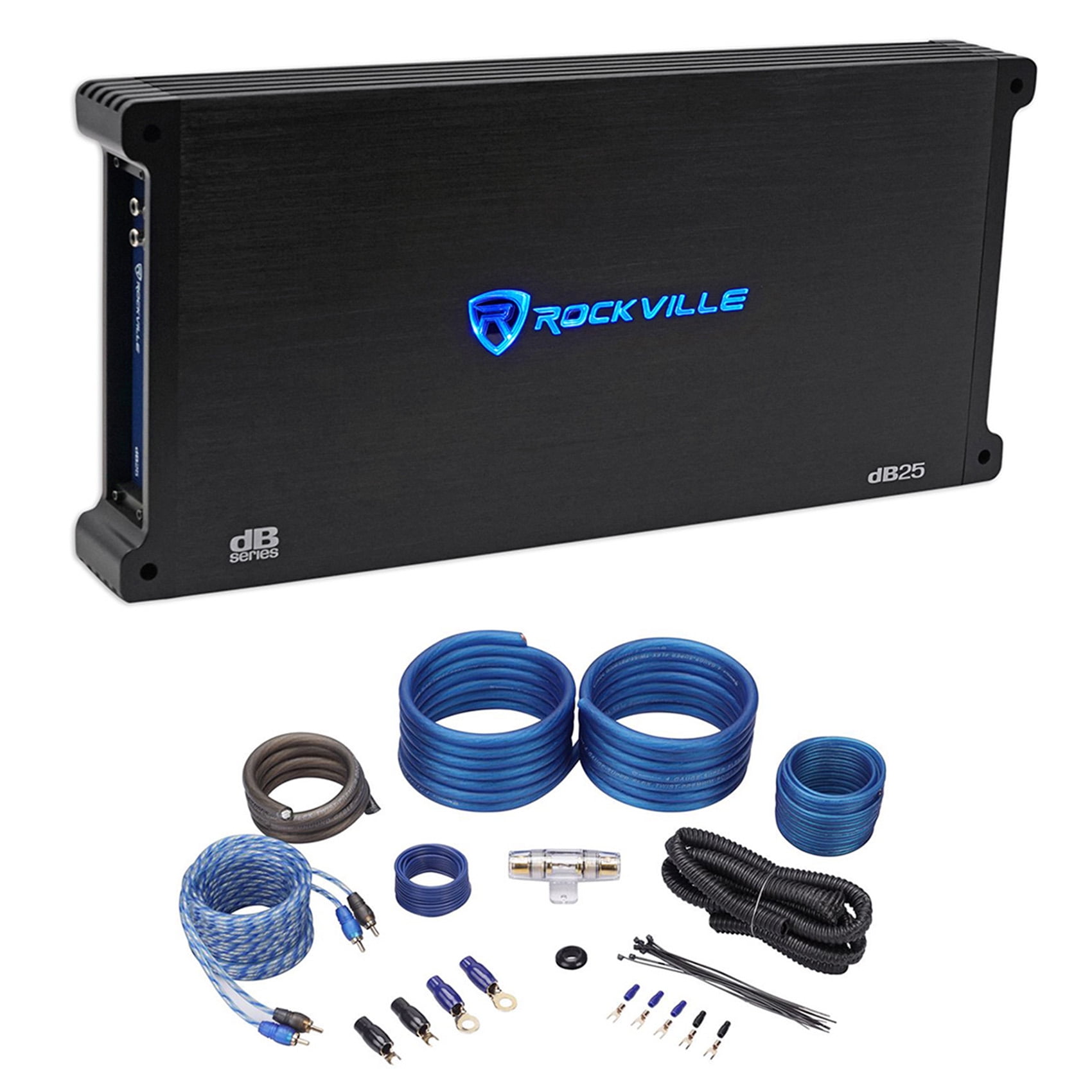 Rockville dB25 2800 Watt/700w RMS 2 Channel Car Amplifier+Amp Kit Loud