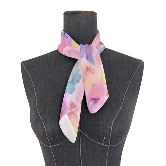 Square Scarf 24x24 Inch Watercolor Painting Style Butterflies Silky Satin Sun Protection Neck Scarf for Women Multi-Purpose Head Wrap Bandana for Hair Bag Decoration