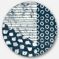 thumbnail image 1 of Designart 'Indigo striples and Tile' Geometric Metal Circle Wall Art, 1 of 3