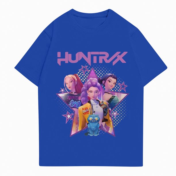 Pop cazadora para niña Hunters Boys Girls Fashion Round-Neck Group Panels T Shirt (Blue)