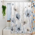 thumbnail image 3 of Blue Beige Spring Floral Waterproof Shower Curtain, Stall 36"x72" Washable Polyester Fabric Shower Curtains for Bathroom, Summer Botanical Watercolor Decorative Bathtub Curtain Sets with Hooks, 3 of 9