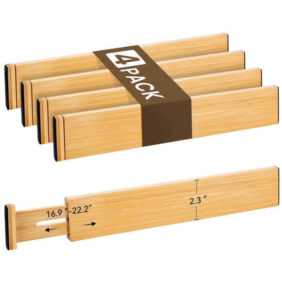 Juego de separadores de cajones Bamboo NCUE ajustables de 16,9-22,2 cm