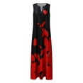 thumbnail image 3 of Capreze Women Long Maxi Dresses V Neck Summer Beach Sundress Sleeveless Tank Dress Kaftan Floral Print Style B 2XL, 3 of 4