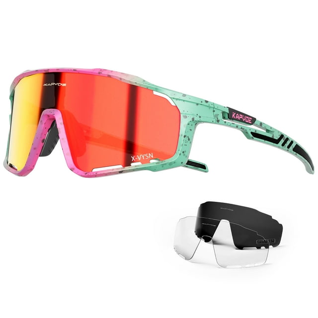 Gafas para ciclismo KAPVOE polarizadas con protección UV400 rojas