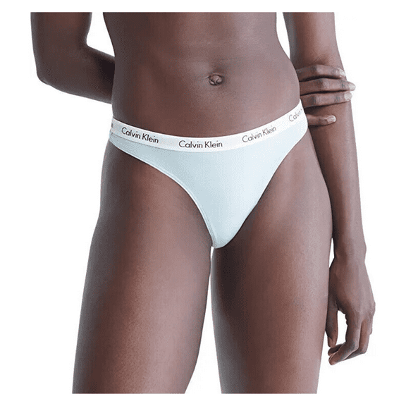 Calvin Klein Womens Carousel Logo Cotton Thong Panty,Black/White/Grey Heather, M