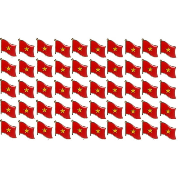 Pack of 50 Vietnam Flag Lapel Pins, Vietnamese Pin Badge