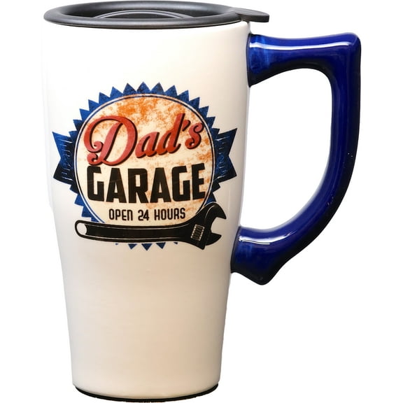 DAD'S GARAGE 18 OUNCE CERAMIC TRAVEL MUG