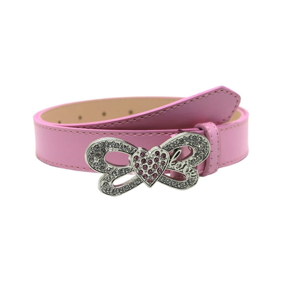 Yoetaun Shinning Waist Belts with Heart&Butterfly Buckle for Rock Fan Adjust Belt for Teens Female Jeans Skirt Pink