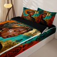 thumbnail image 3 of Castle Fairy Tribal African Woman Zipper Twin Comforter Sets with Fitted Sheet and 2 Pillowcases,Vintage Tribal Symbol Zipper Bedding Set,Orange Teal Gold,Grey Reversible,4-Piece, 3 of 6