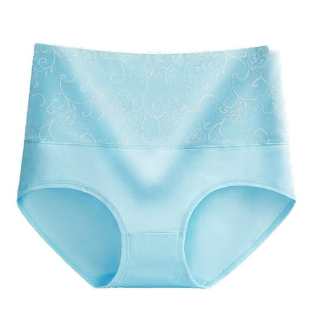 RYRJJ Women s Briefs Underwear Cotton High Waist Full Coverage Panties Rose Jacquard Ladies Seamless Bikini Panty(Light Blue 5XL)