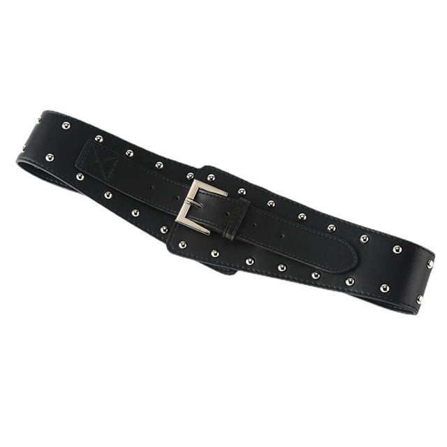 AURARMLET Cinturón Punk De Cuero PU Negro Con Estilo Y Agujeros Tachonados Para