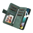 thumbnail image 4 of Multifunctional Case for Samsung A51 5G,[RFID Blocking] 9 Credit Cards Holder with Wrist Strap, Premium PU Leather Zipper Wallet Purse Magnetic Flip Phone Cover for Samsung Galaxy A51 5G, Green, 4 of 12