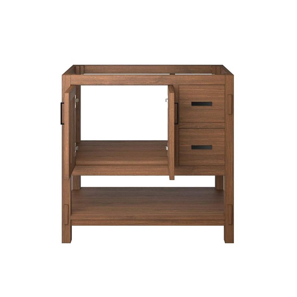 Modway Ashlyn 36" Wood Bathroom Vanity Cabinet with Open Shelf in Walnut