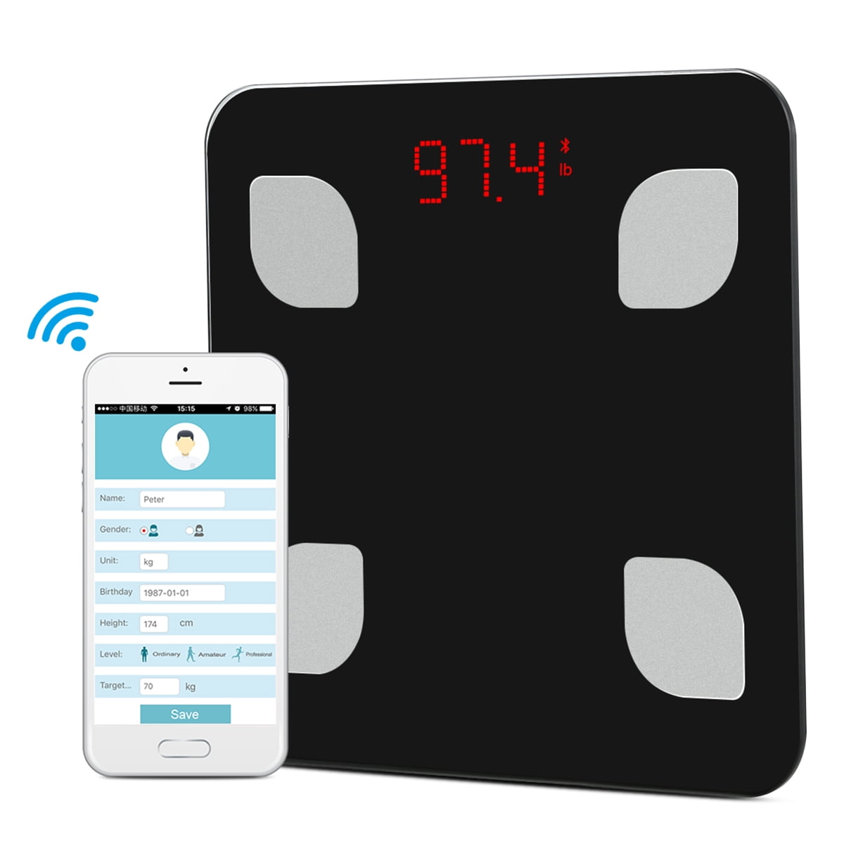 BT Body Fat Scale with IOS and Android APP & Body Composition Analyzer
