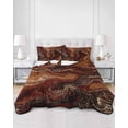 thumbnail image 3 of Brown Marble Full Size Down Alternative Comforter, Lightweight Comforter Quilt Bedding Set with Pillow Shams Ombre Abstract Striped Mottled Aesthetic All Seasons Bed Comforter Duvet Insert 78"x90", 3 of 7