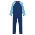 thumbnail image 5 of YONGHS Unisex Kids One-piece Sun Protection Swimwear Long Sleeve Full Cover Surfing Swimsuit Navy Blue 15-16, 5 of 7