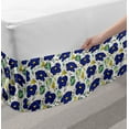 thumbnail image 2 of Doodle Bed Skirt, Brush Stroke Stripes with Flower Arrangement Sketch Illustration, Elastic Bedskirt Dust Ruffle Wrap Around for Bedding Decor, 4 Sizes, Mint Green Navy Blue, by Ambesonne, 2 of 2