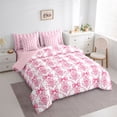 thumbnail image 2 of Feelyou Western Bowknot Bedding Comforter Set 7pcs, Pink Damask King Bedding Sets, 2 of 7