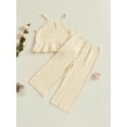 thumbnail image 6 of Miaouyo Baby Girl 2Pcs Summer Outfits Sleeveless Ruffle Cami Tops + Wide Leg Pants Set Toddler Clothes, 6 of 9