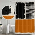 thumbnail image 5 of Orange Black Shower Curtain, Waterproof Shower Curtains for Bathroom, Farmhouse Striped Modern Abstract Art Washable Fabric Bathtub Curtain Set Bath Decor with 12 Hooks 72"x78", 5 of 8