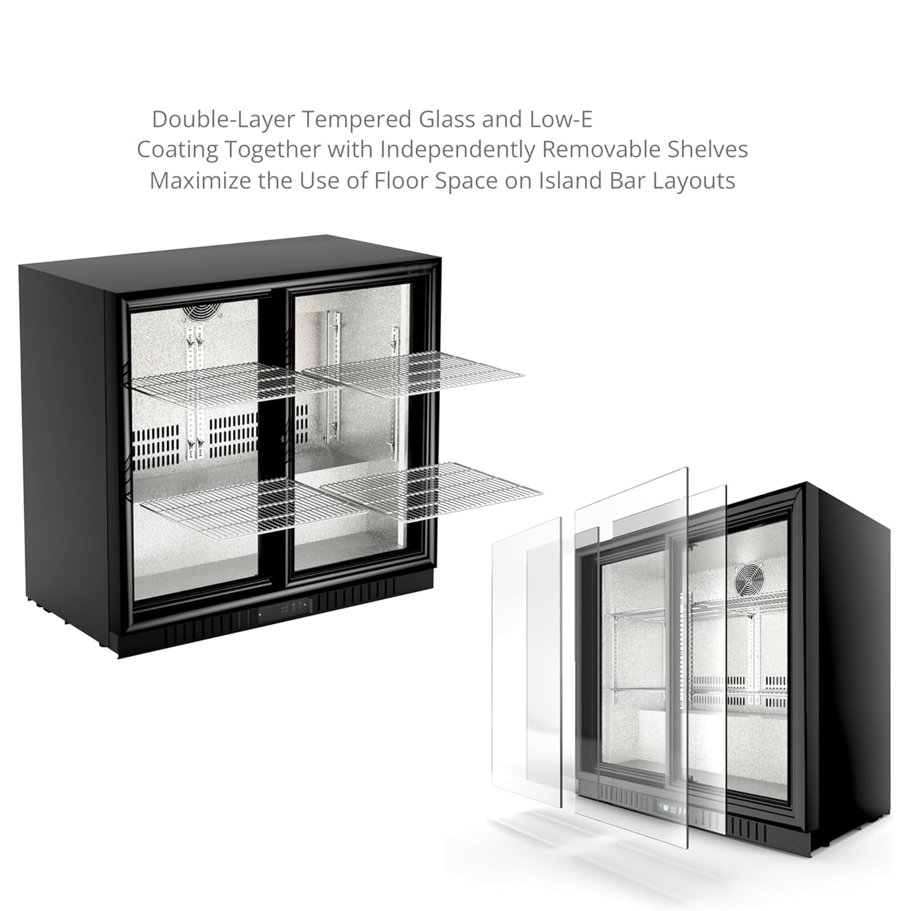 36 in. Beverage Back Bar Cooler, Counter Height Refrigerator 7 Cu.Ft. Merchandiser Display NSF
