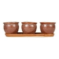 thumbnail image 2 of Zingz & Thingz 12" x 4" x 4" Round Brown Ceramic Plant Pot (3 Pieces), 2 of 3