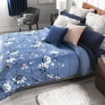 thumbnail image 5 of Vianney Sherpa Blanket Twin-Full Size 71" x 87" Double-Sided Ultra-Soft Navy Blue Floral Plush Cozy Throw for Year-Round Warmth, 5 of 7