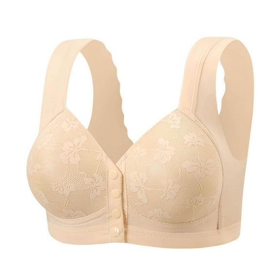 SELONE Lightly Padded Wireless Bras for Women Push Up T Shirt Bra Front Closure Wide Strap Bras Breathable Underwear