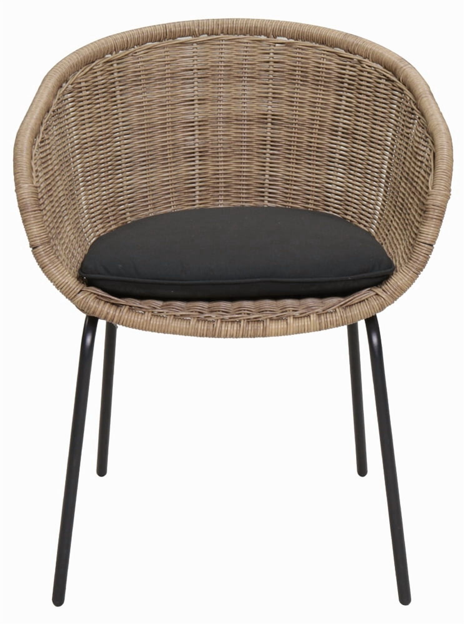 Outdoor Wicker Dining Chair, 2 Pack Weather Resistant Cushioned Chair for Patio Garden, Yellow
