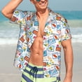 thumbnail image 5 of Lsque Summer Stamp pattern Hawaiian Shirt for Men, Unisex Summer Beach Casual Short Sleeve Button Down Shirts-Medium, 5 of 9