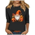thumbnail image 2 of VKOYWKM 3/4 Length Sleeve Womens Tops Thanksgiving Shirts Halloween Pumpkin Print T Shirts Thankful Crew Neck Blessed Tunic Tops Family Party Blouse, 2 of 4