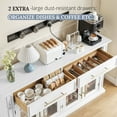 thumbnail image 3 of Holliwill 63" Modern Buffet Cabinet with 2 Drawers and 4 Glass Doors, Large Sideboard Kitchen Storage Cabinets Coffee Bar Cabinet for Living Room Dining Room, White, 3 of 10